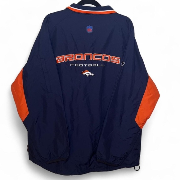Vintage NFL Denver Broncos Windbreaker Jacket Navy Orange Size L - Picture 5 of 8